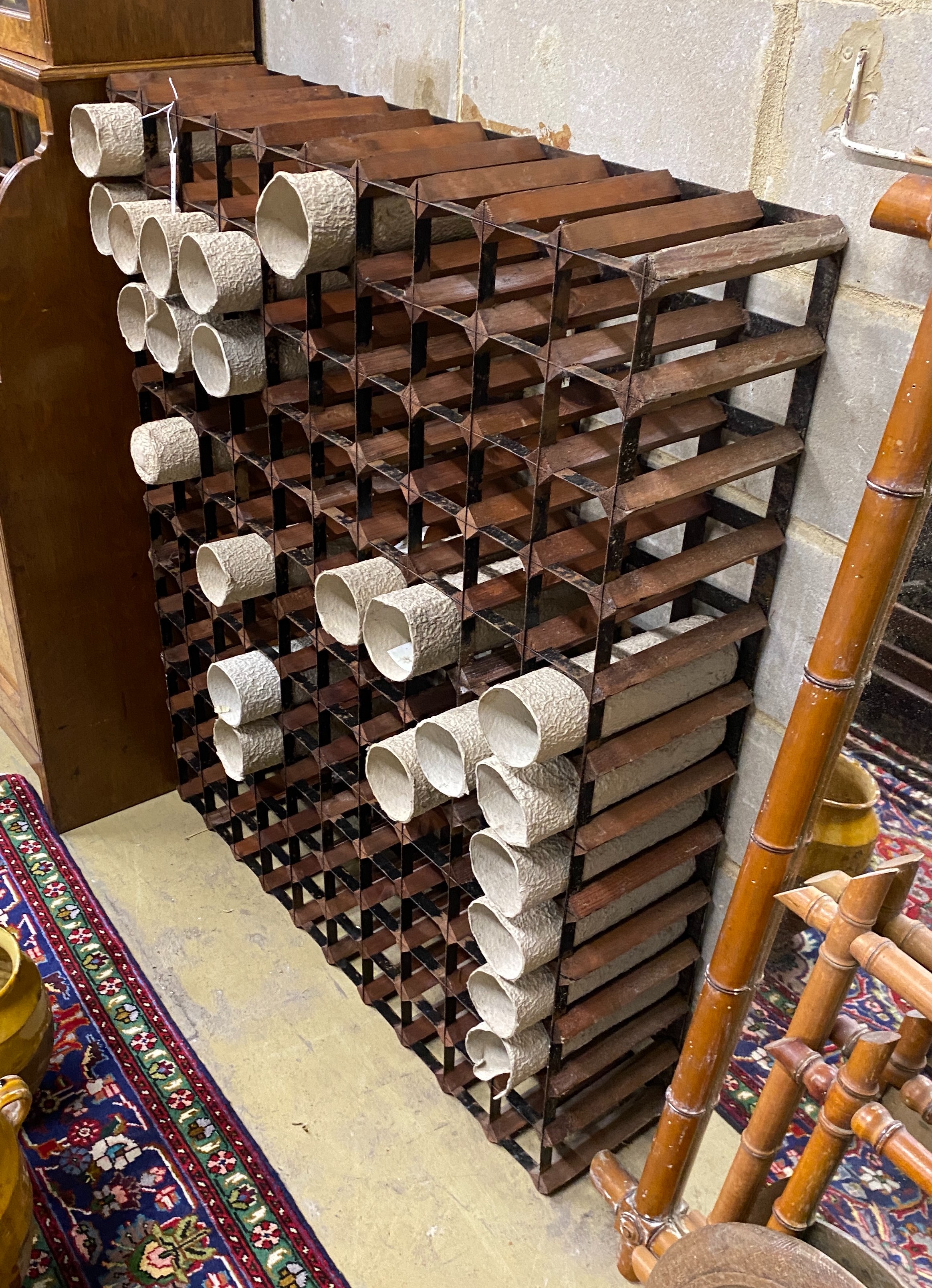 A 120 bottle wine rack, width 100cm, height 120cm
